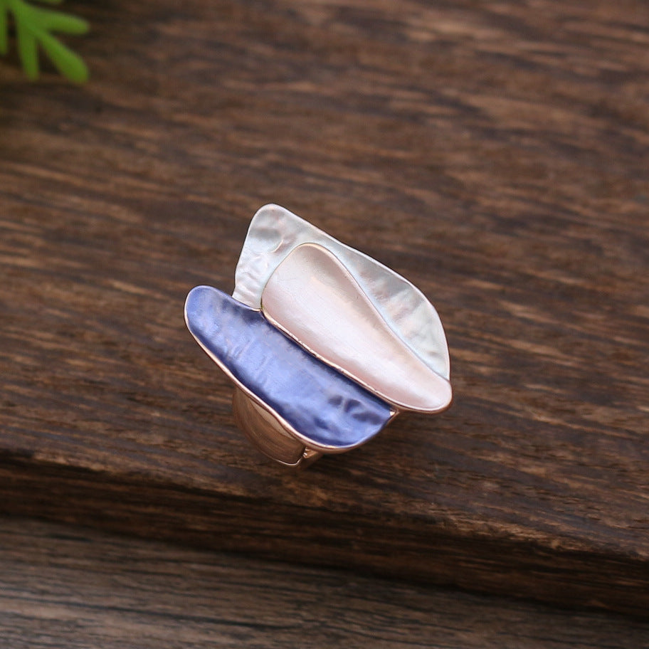 Wholesale  Enamel Color Geometric Elastic Adjustable Ring