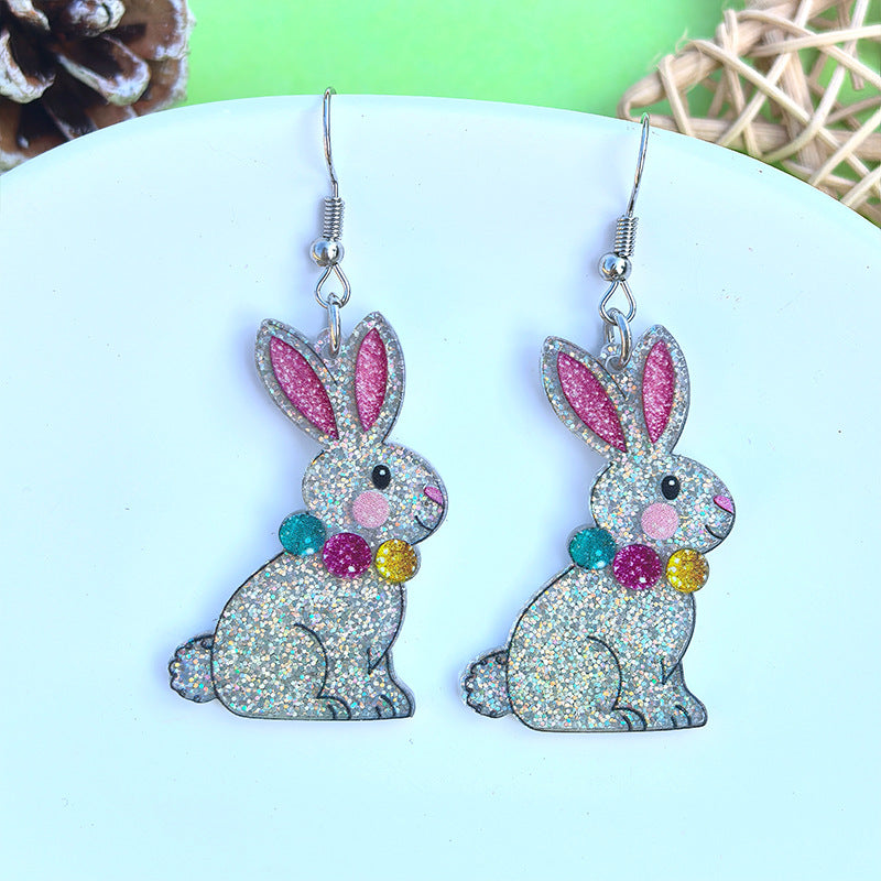 Wholesale Acrylic Easter bunny and egg earrings