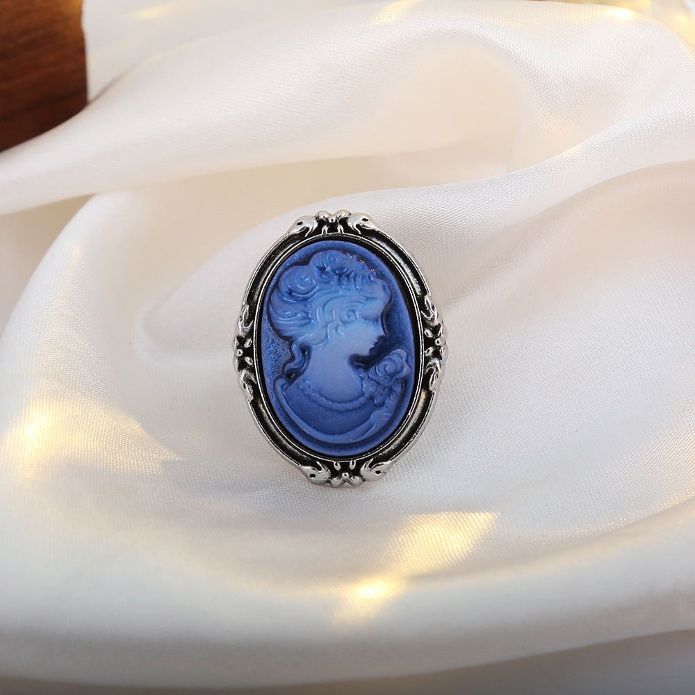 Wholesale Vintage Cameo Oval Portrait Ring Women Retro Court Style Fashion Jewelry Accessory Gift