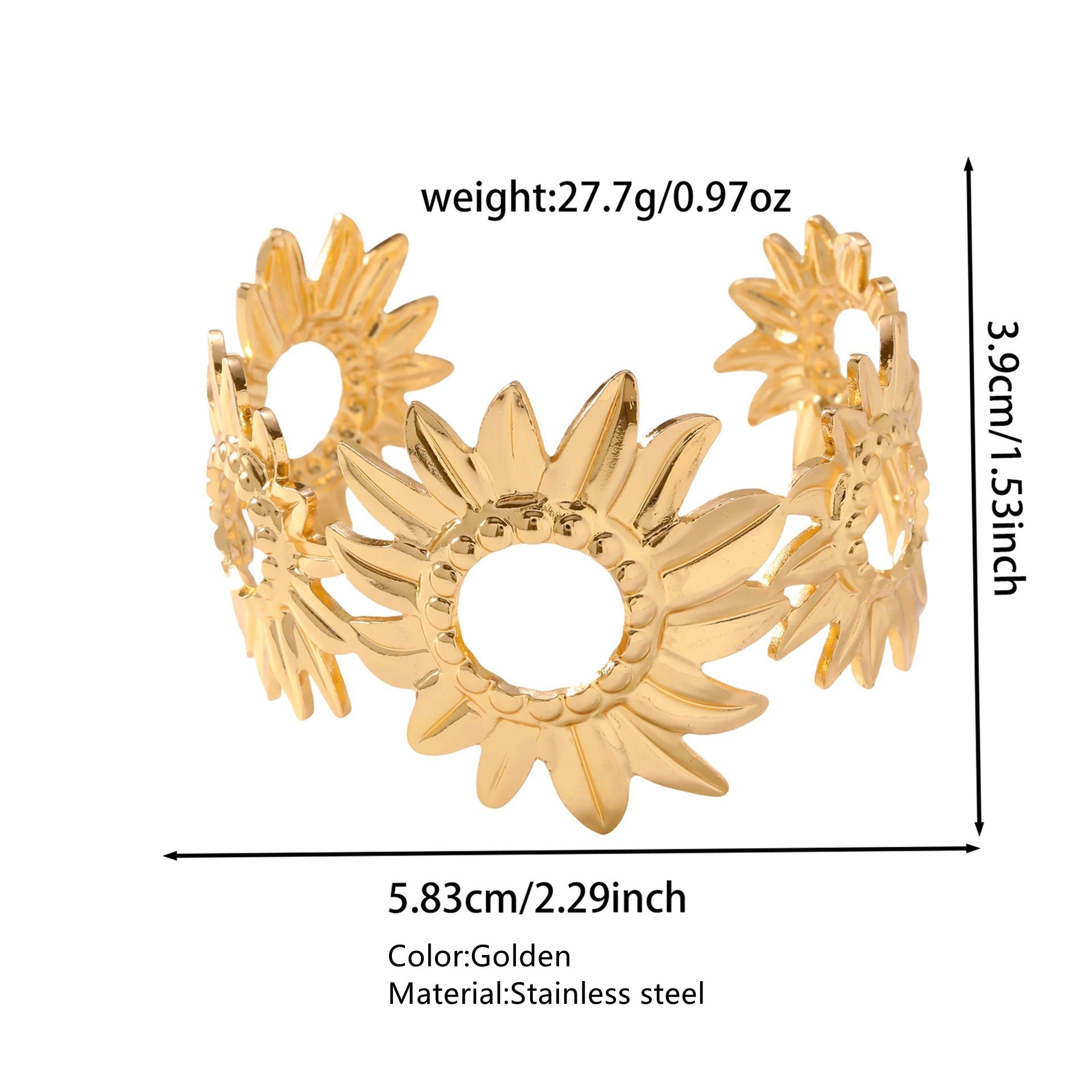 Wholesale Light Luxury Stainless Steel Open Cuff Bracelet with Cutout Design