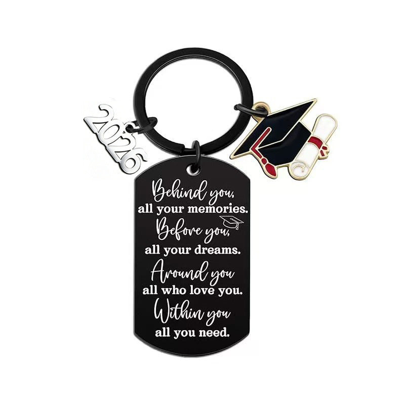 Wholesale Inspirational Dog Tag Keychain Stainless Steel Graduation Gift Fashion Accessory