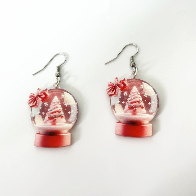 Wholesale 10pcs Acrylic Christmas Snowball Cake Tree Earrings