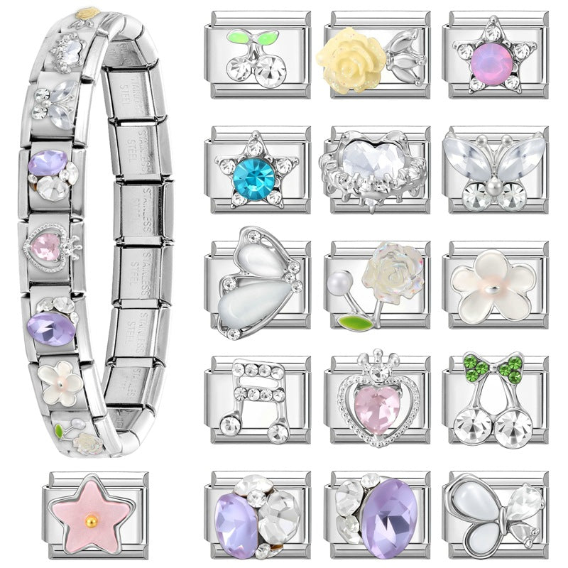 Wholesale Italian Charm Bracelet 9mm DIY Splicing Cute Creative Stainless Steel Composable Bracelet