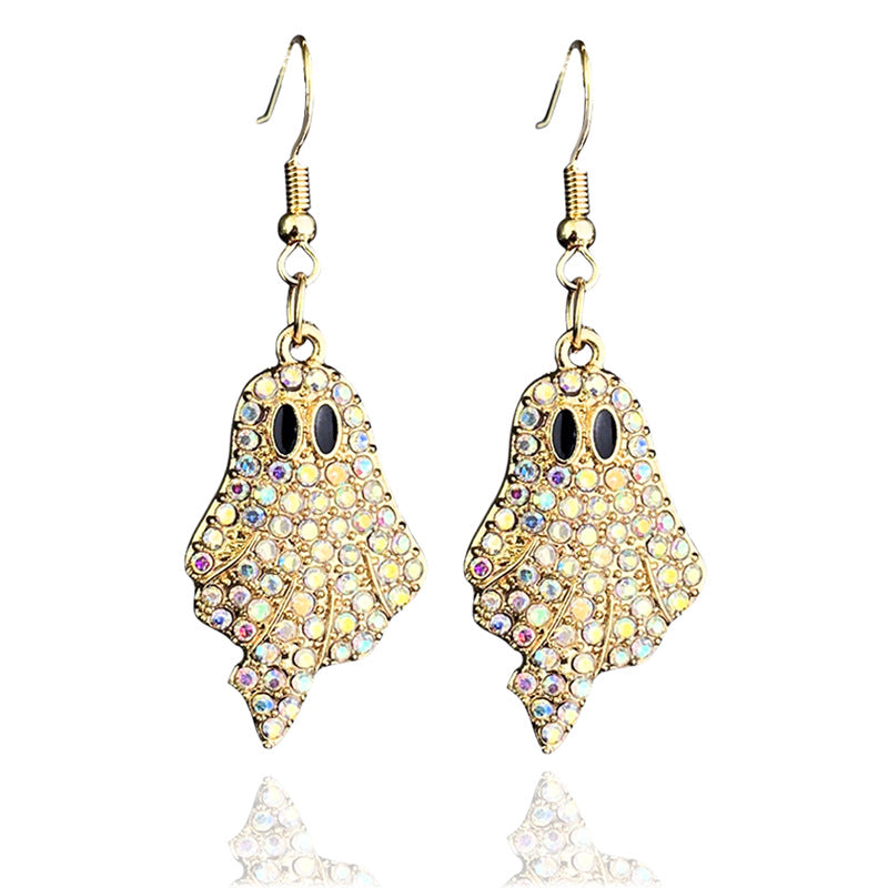 Wholesale 2 pairs/pack  Halloween Pumpkin Ghost Exquisite Diamond Earrings