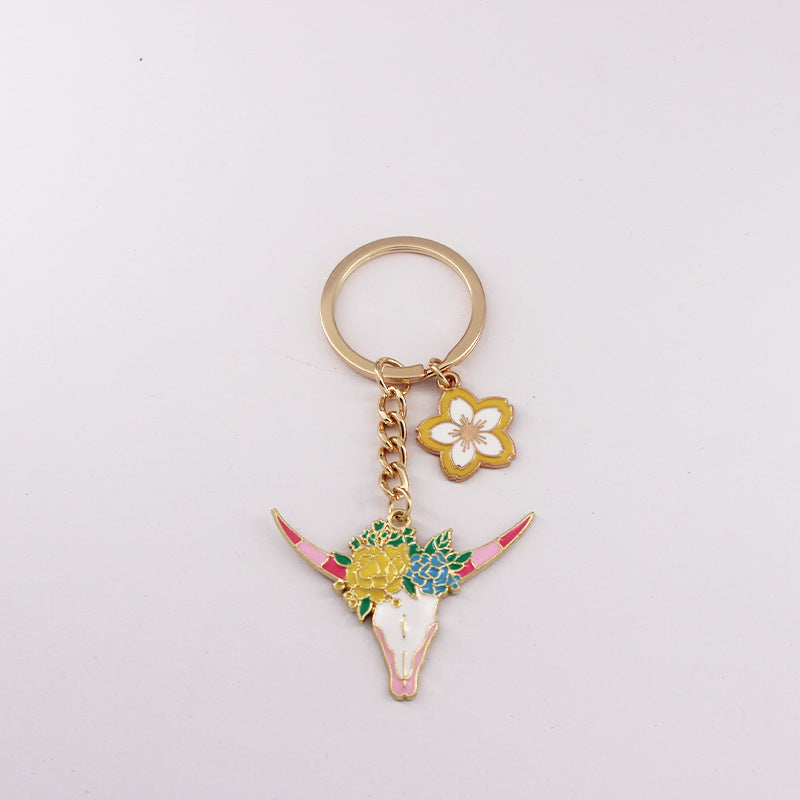 Wholesale Western Style Bull Head Wreath Alloy Keychain ACC-KC-QiChen003