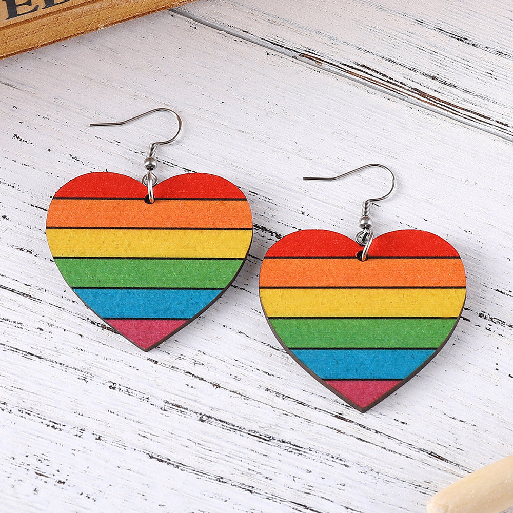 Wholesale  Rainbow Summer Love Geometric Simple Multicolor Earrings