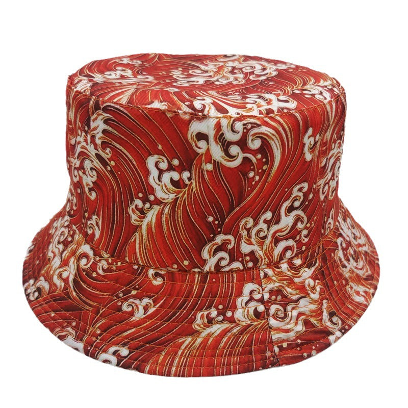 Wholesale  wave fisherman hat  shell turtle printed sun hat  bucket hat