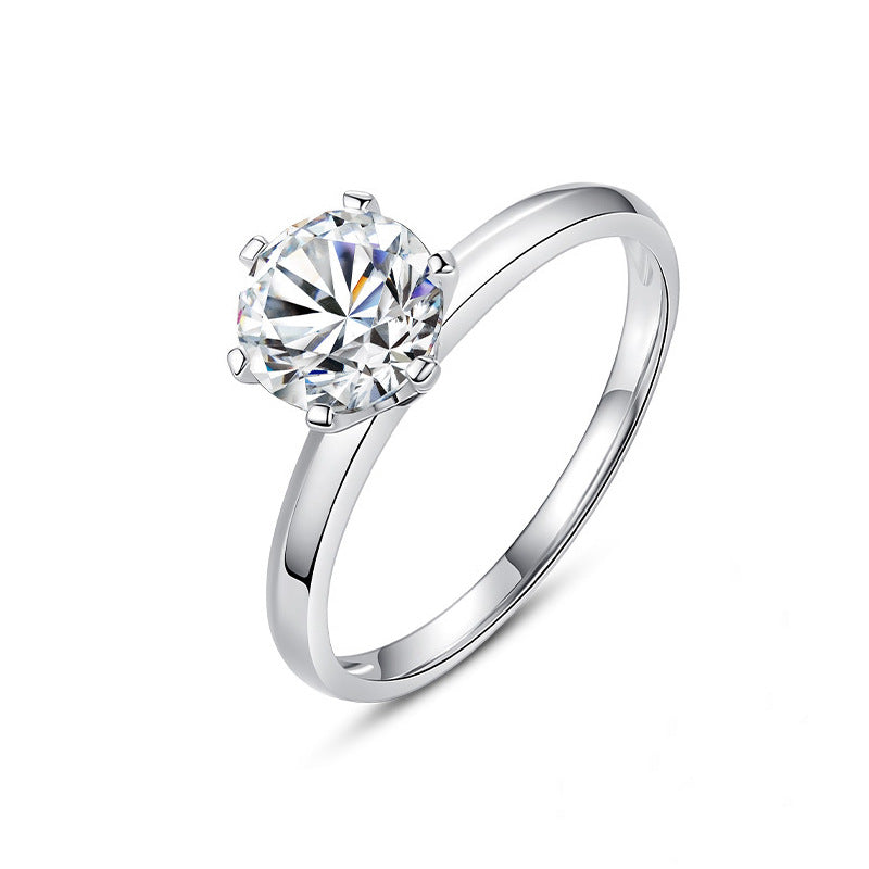 Wholesale s925 silver rhombus six-claw couple ring