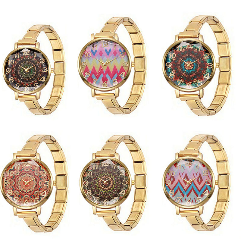 Wholesale Foreign Trade Colorful Bohemian Style Italian Modular Watch,  Ins-Style Stainless Steel Watch,  Women' s Dial Student Quartz Watch