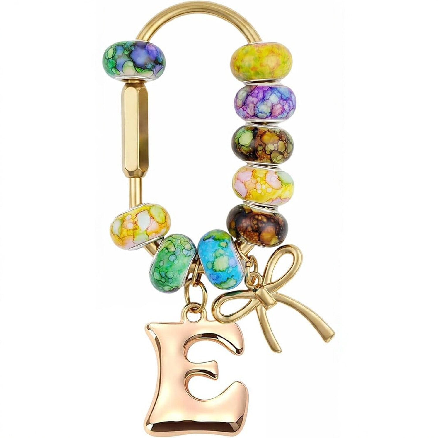 Wholesale Acrylic Colorful Beaded Letter Keychain Cute Bag Charm And Phone Pendant Trendy Car Key Accessory Boutique Resale Gift