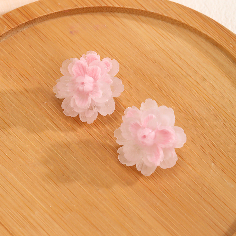 Wholesale Cute pink resin flower earrings
