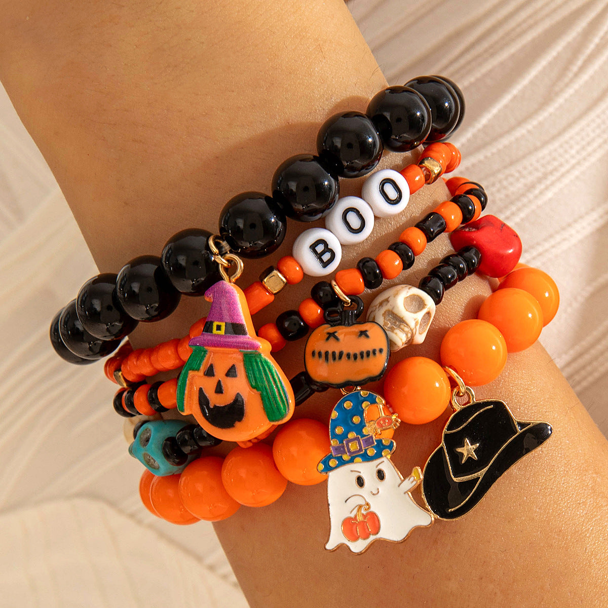 Wholesale  Funny Skull Rice Bead Bracelet Set