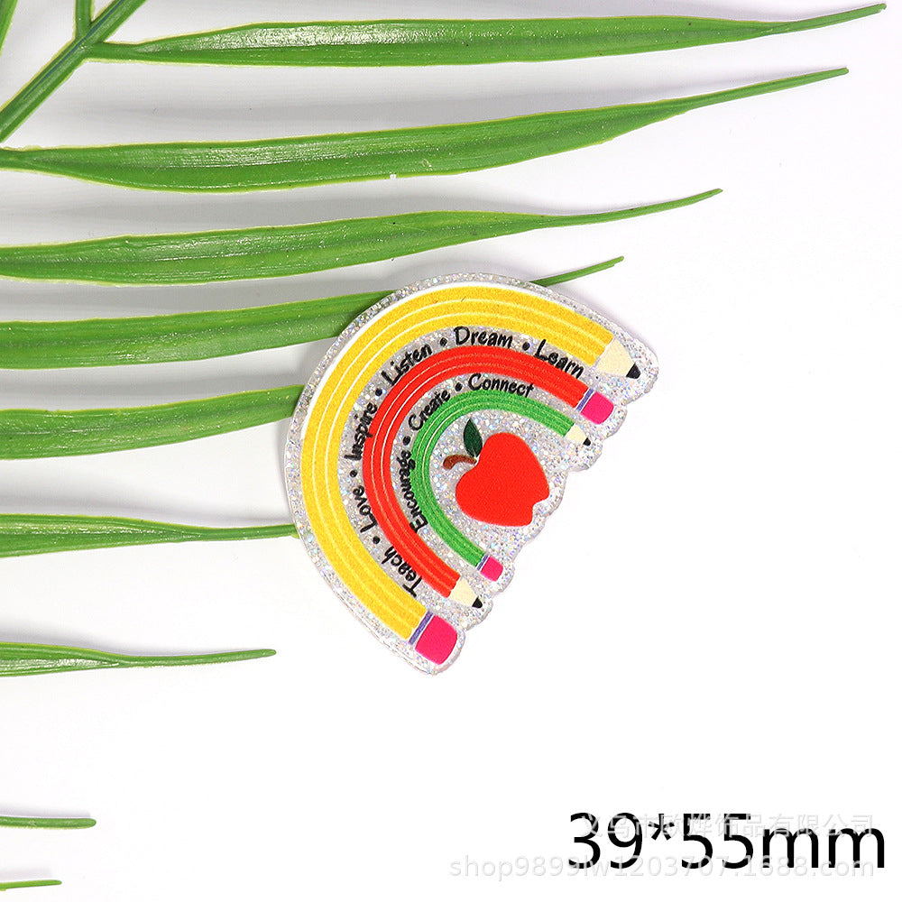 Wholesale 10pcs DIY Flatback Teacher Book Acrylic Flatback Badge Scroll Retractable Keychain DIY Accessories ACC-FK-OuYe002