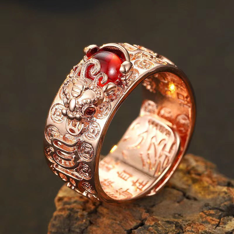 Wholesale Gold Plated Pixiu Ring Vintage Design Unisex Fashion Accessory