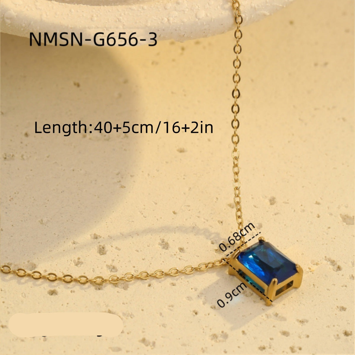 Wholesale Light Luxury  Stainless Steel Necklace Square Zircon Pendant  Clavicle Chain