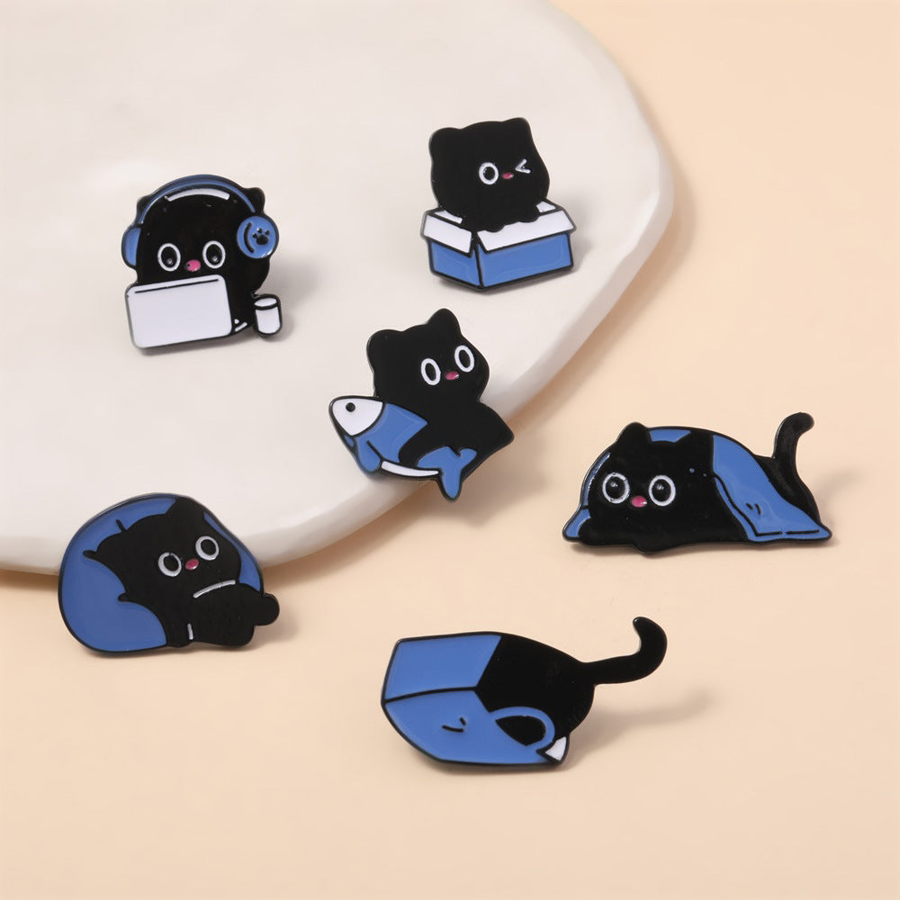 Wholesale  cartoon combination brooch  cute cat 6 suit drop oil brooch