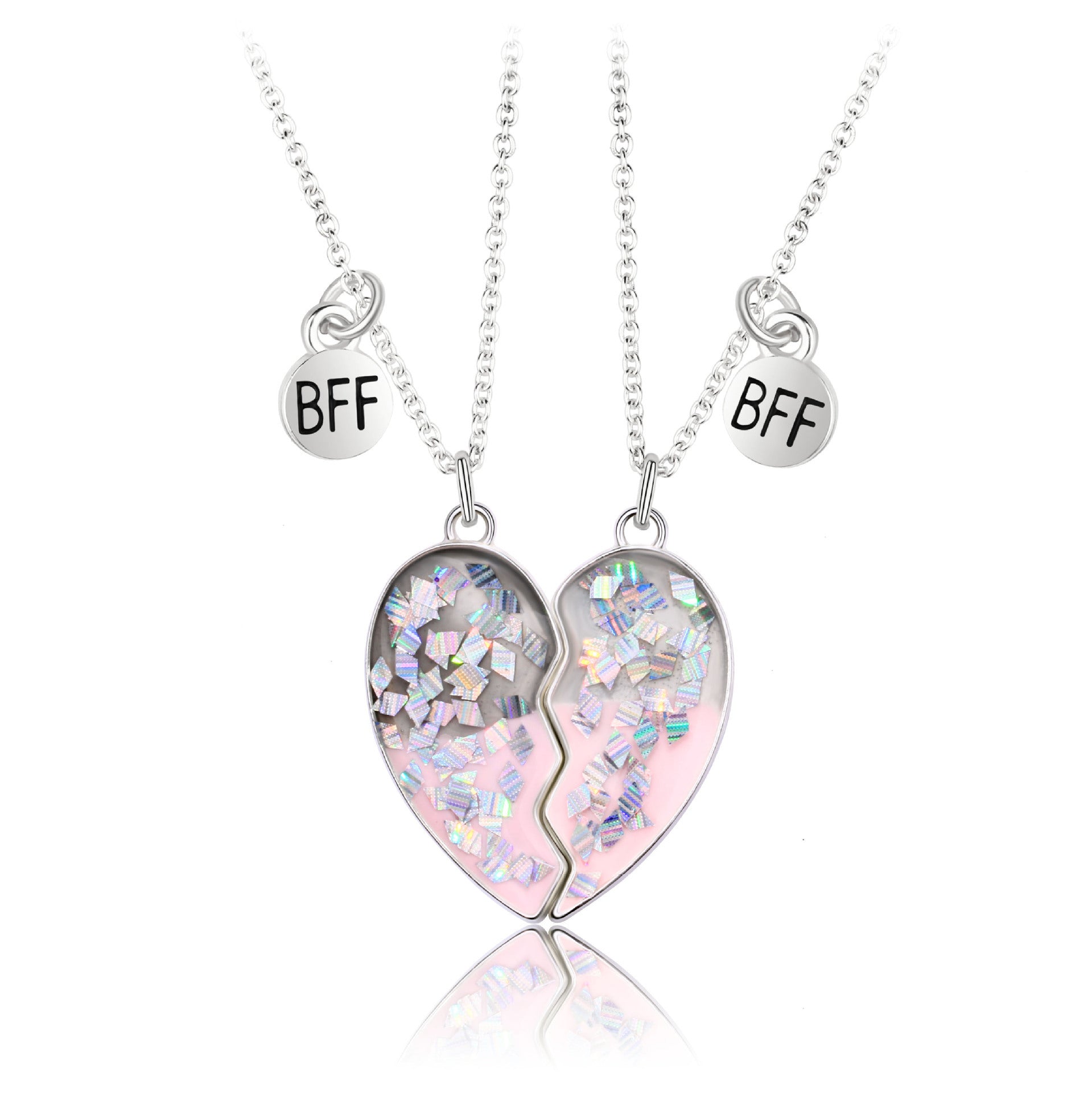 Wholesale Magnetic Cute Sequin Heart Pendant Necklaces Necklace Set ACC-NE-Tiangao007
