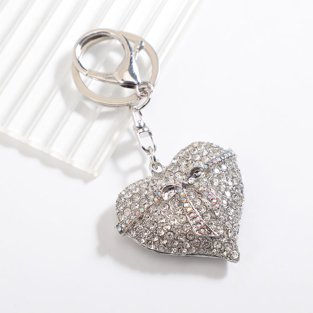 Wholesale Trendy Bow Heart Keychain Zinc Alloy Bag Charm Car Key Accessory Gift