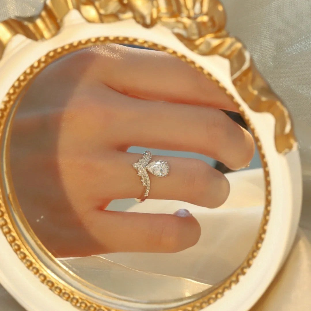 Wholesale Sterling silver S925 moissanite  water drop ring