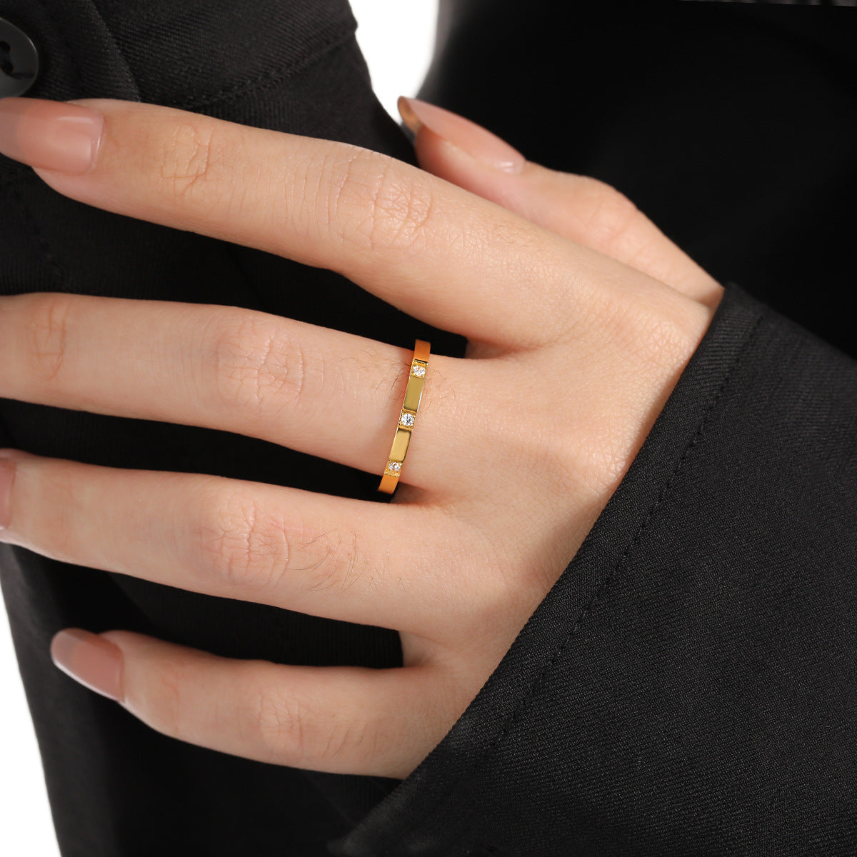 Wholesale  titanium steel 2mm one stone ring