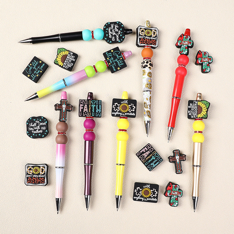 Wholesale 20pcs Cross Sunflower Silicone Focal Beads DIY Bead Accessories ACC-BDS-RongFa053