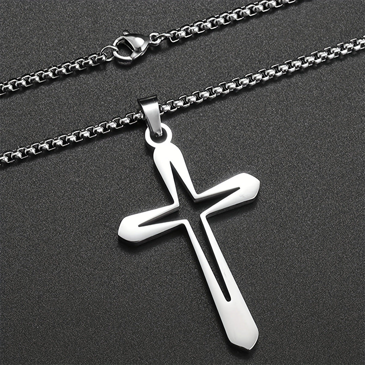Wholesale Stainless Steel Hollow Cross Necklace