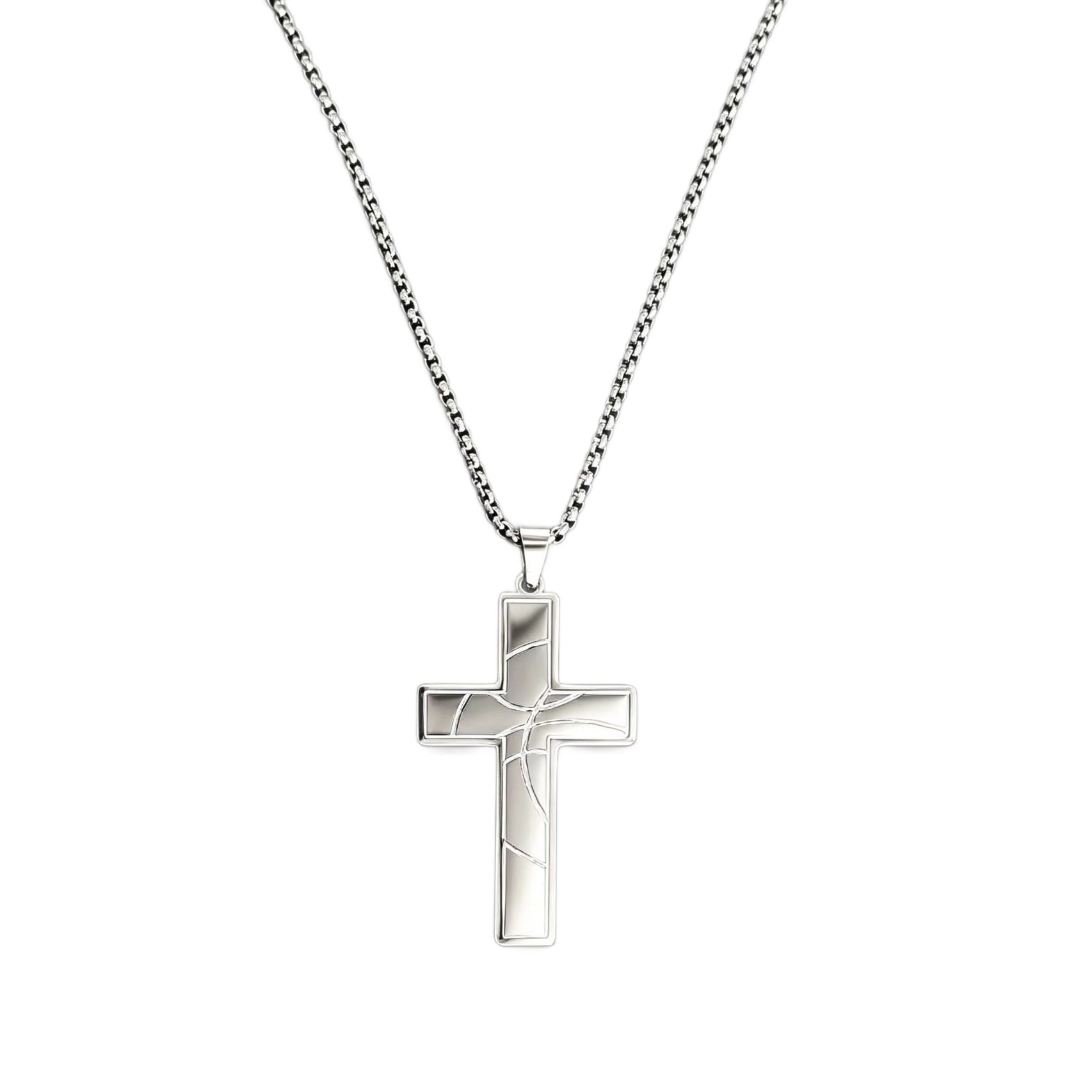 Wholesale Trendy Hip-Hop Basketball Cross Necklace Stainless Steel Jewelry Accessory for Men Gift