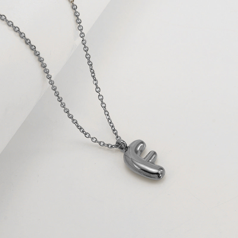 Wholesale  26 English letter necklace  titanium steel bubble smooth letter pendant clavicle chain