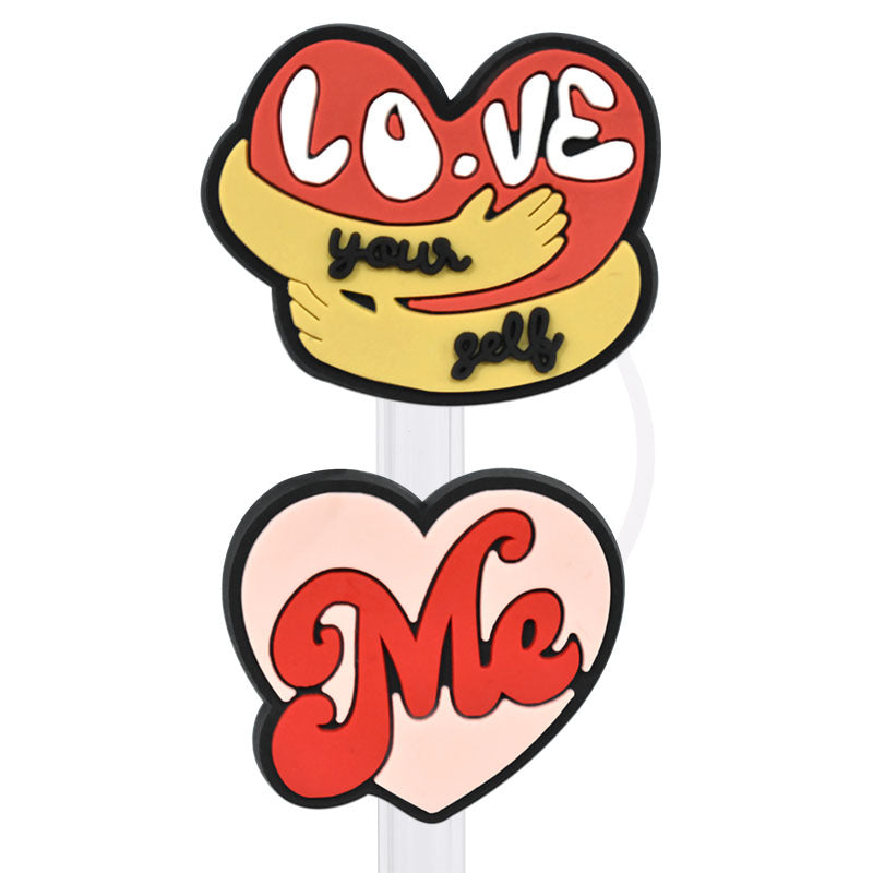 Wholesale Random 100pcs Cartoon English Straw Cover 10MM Straw Tube Cap