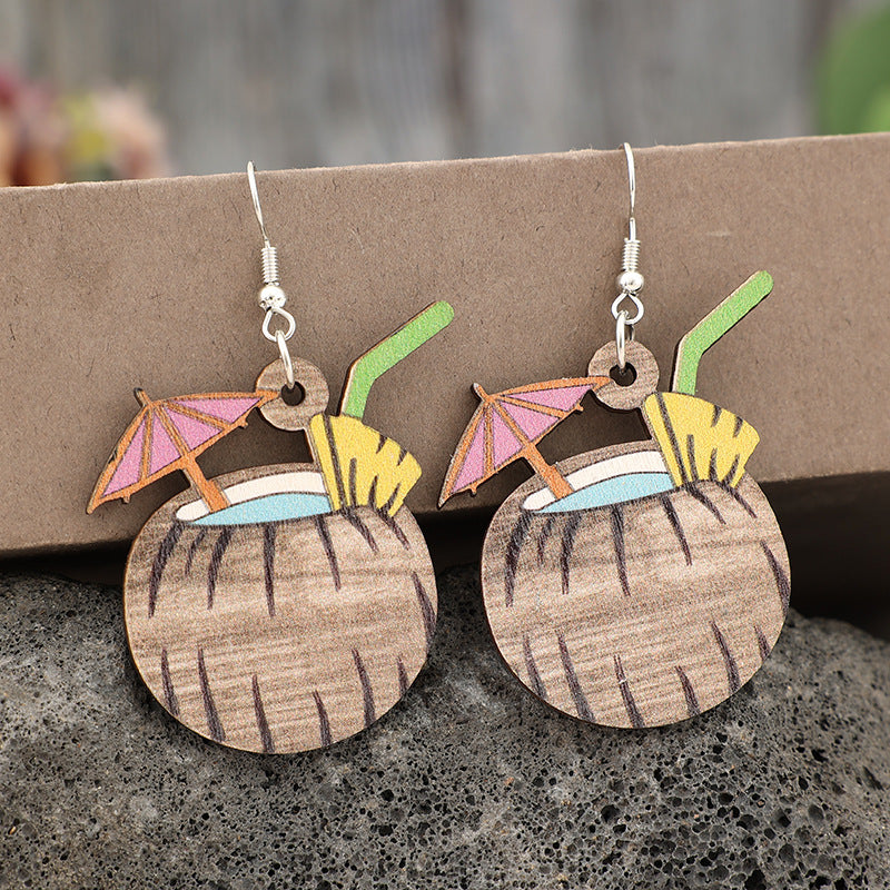 Wholesale  Milk Fruit Creative Wooden Earrings