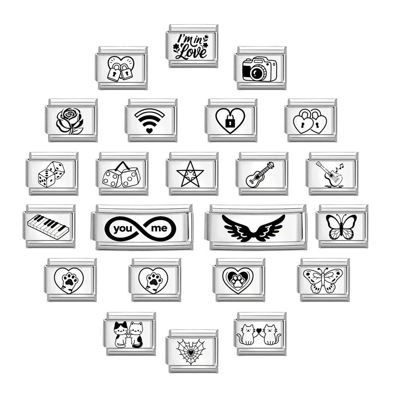 Wholesale 9mm Italian Charm Starter Bracelets DIY Black and white Creative Stainless Steel Composable Bracelet