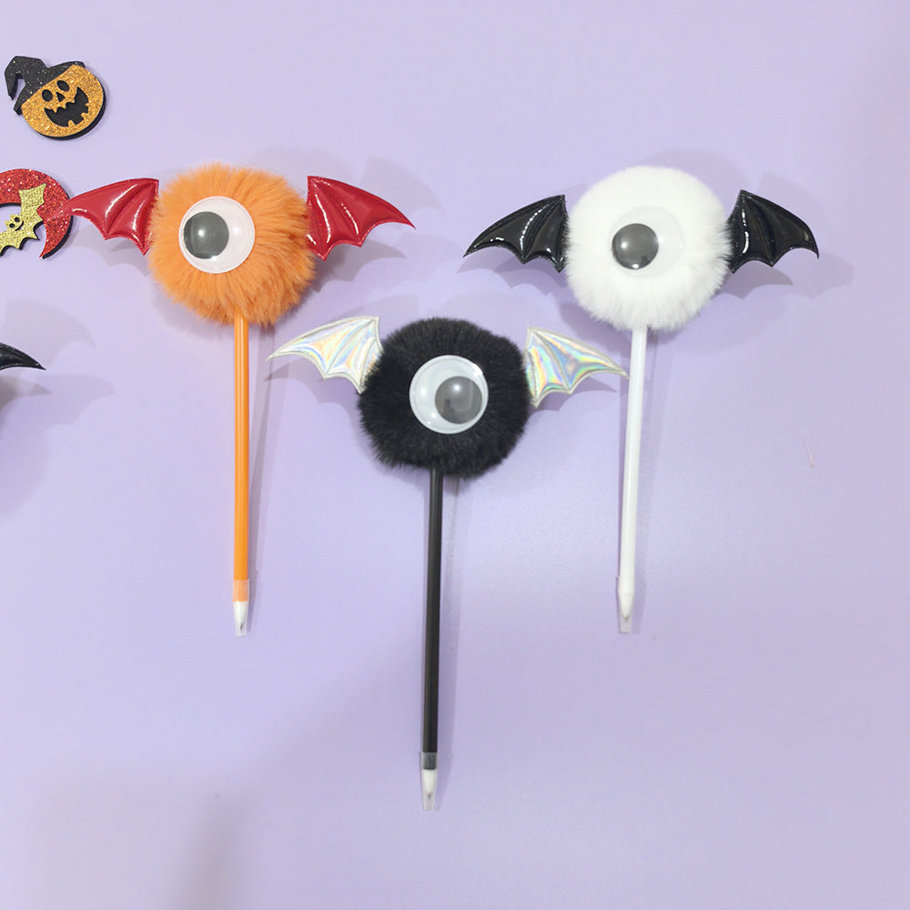Wholesale Halloween stationery big eyes bat wings plush pen