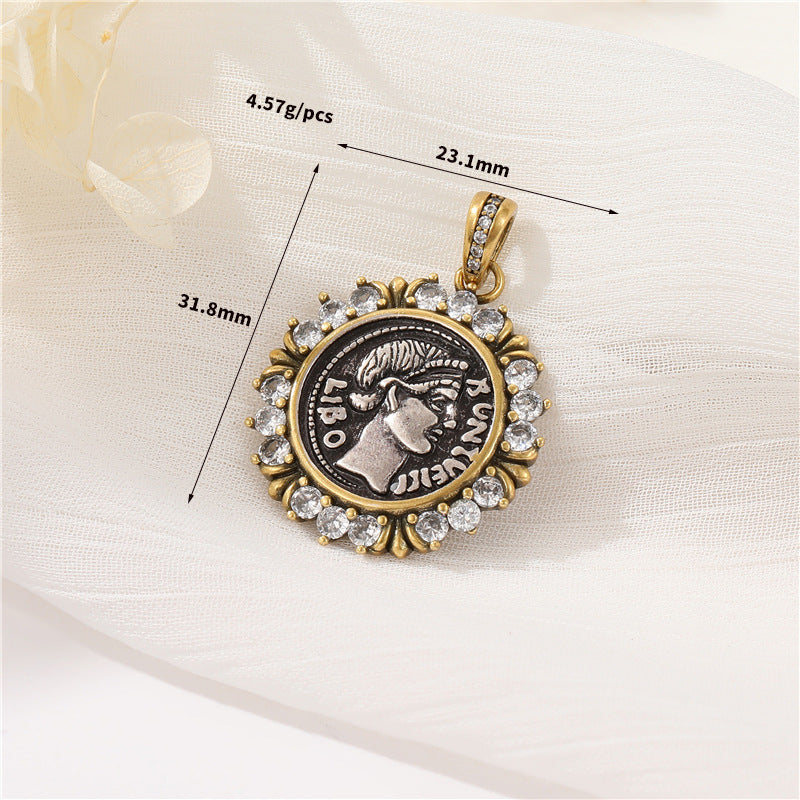 Wholesale Copper Greek Roman Retro Figure Pendant Necklace Fashion Accessory for Boutique Resale