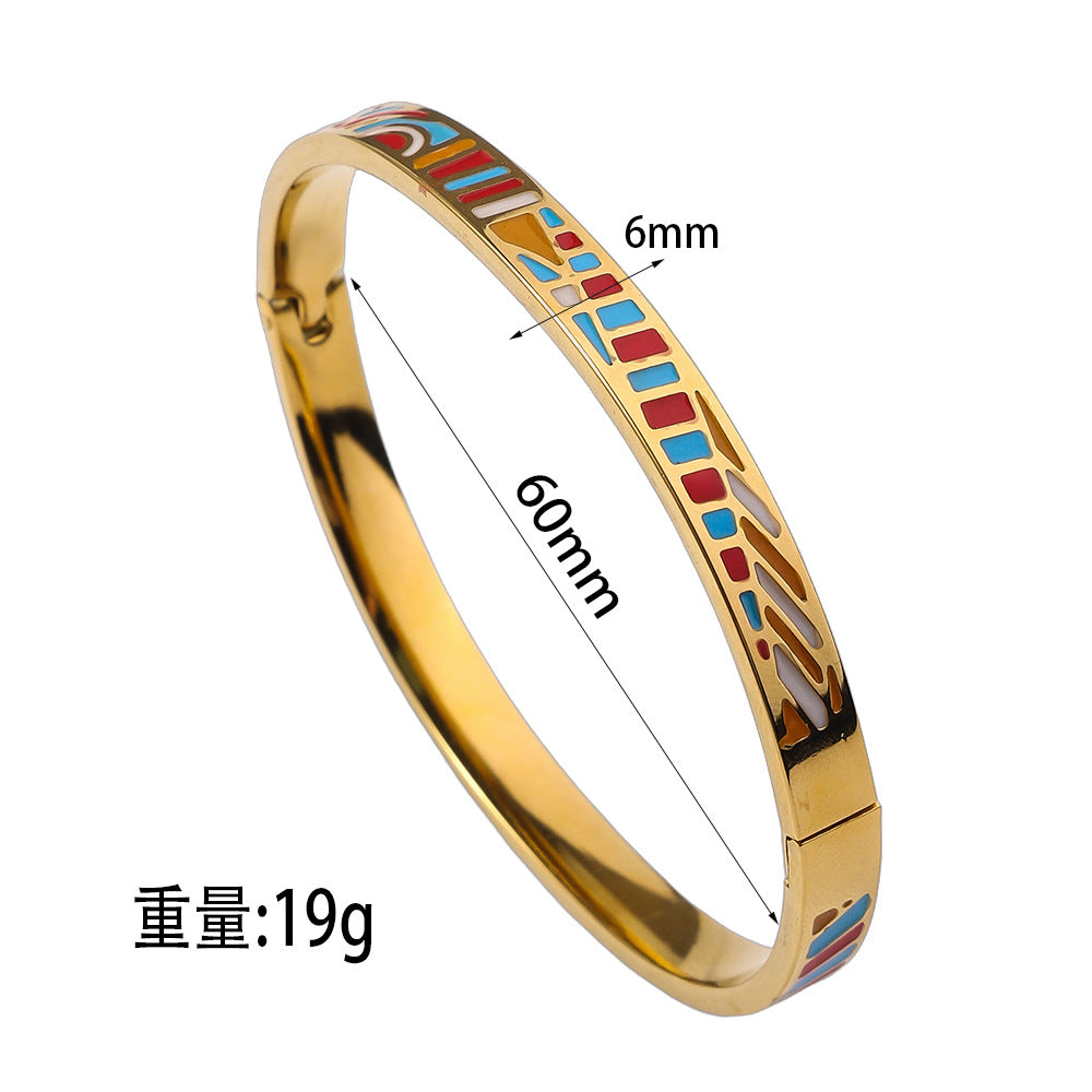 Wholesale Oil Drop Titanium Steel Enamel Bracelet ACC-BT-Ruif010