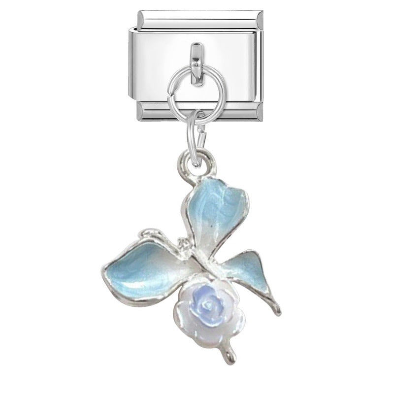 Wholesale 9mm Italian Charm Starter Bracelets DIY flower fish Single Section Creative Stainless Steel Composable Bracelet