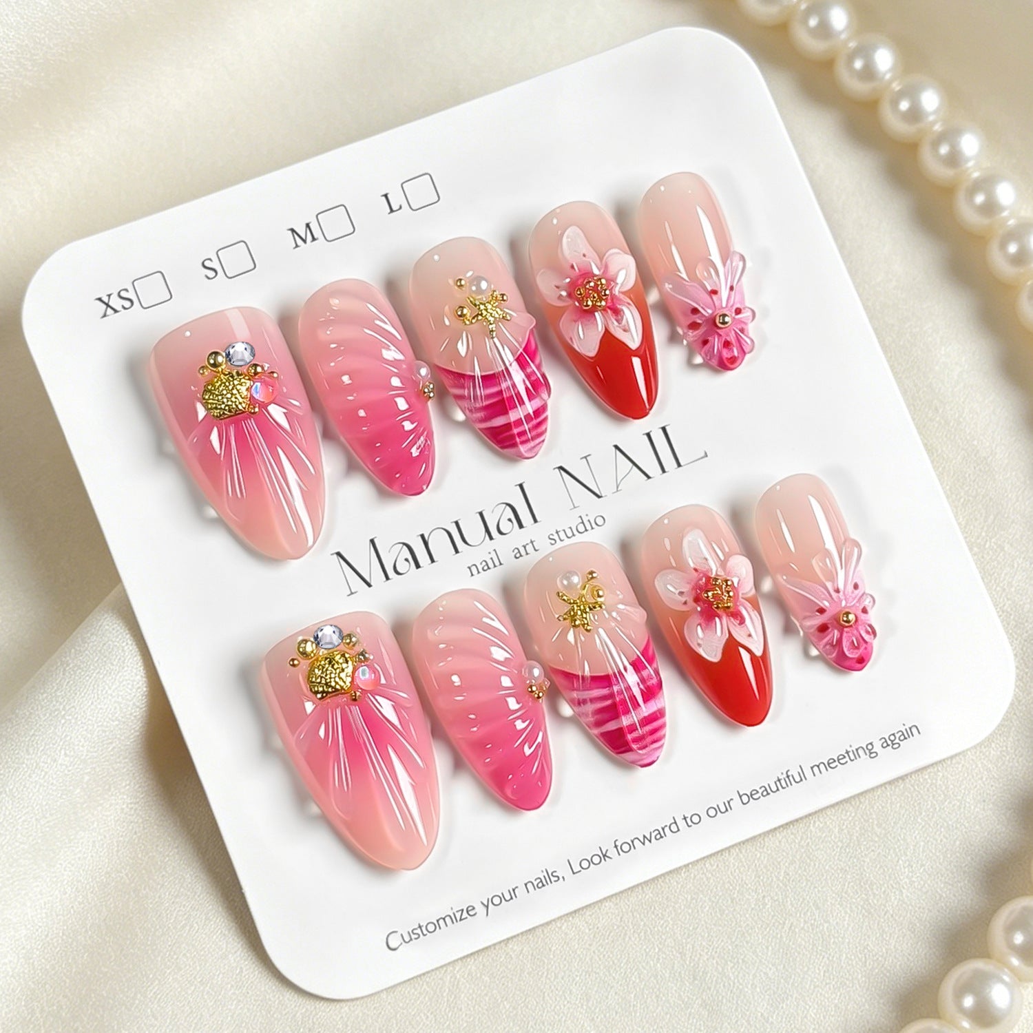 Wholesale 3D Cherry Blossom Almond Press On Nails 30Pcs Light Pink False Nails With Jelly Glue File Fashion Accessory For Gift Boutique Resale