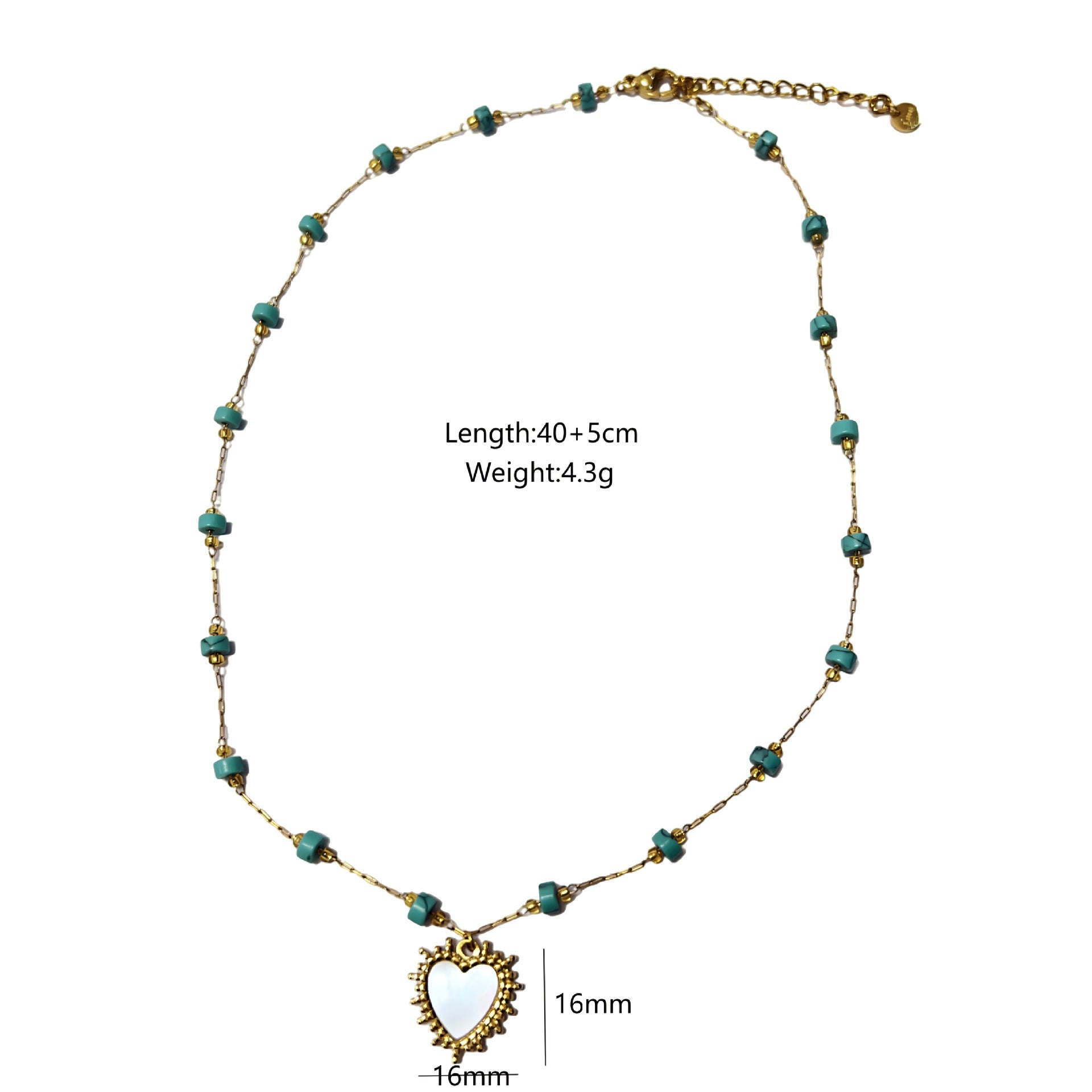 Wholesale stainless steel micro-inlaid natural stone jewelry love shell pendant necklace