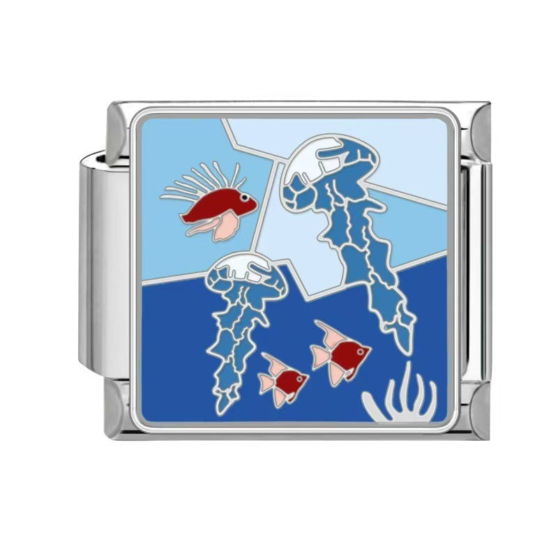 Wholesale Italian Charm Bracelet 9mm DIY Splicing Ocean Series Stainless Steel Composable Bracelet