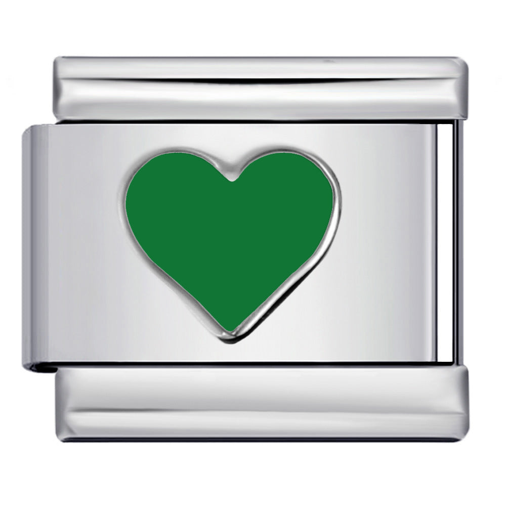 Wholesale Italian Charm Bracelet 9mm DIY Colorful Oil Dripping Heart    Creative Stainless Steel Composable Bracelet