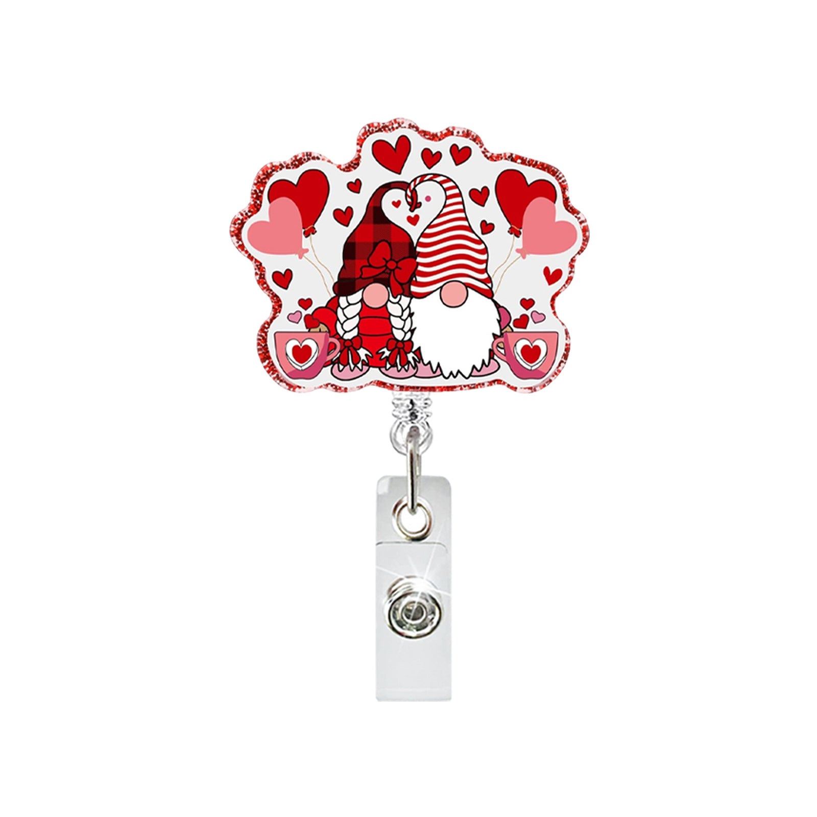 Wholesale Valentine' s Day Love Confession Acrylic Retractable ID Badge Clip - Fashion Accessory