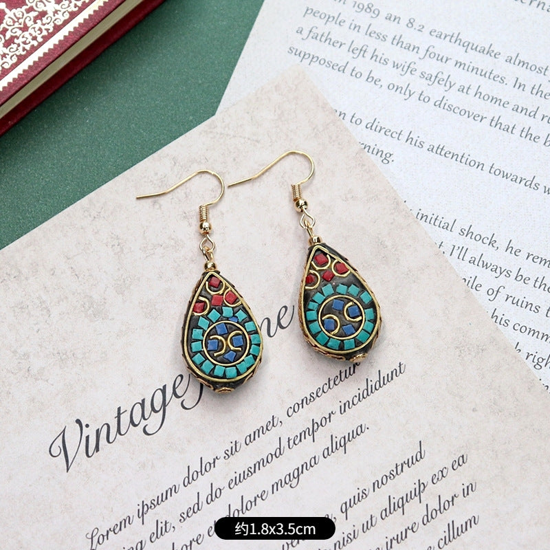 Wholesale Retro Nepal Style Handmade Dangle Earrings,  Trendy Fashion Accessory for Party or Everyday Wear