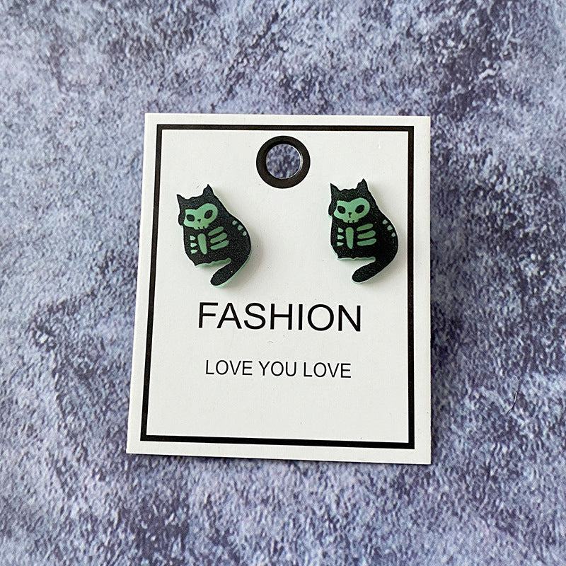 Wholesale  ghost cat luminous stud earrings