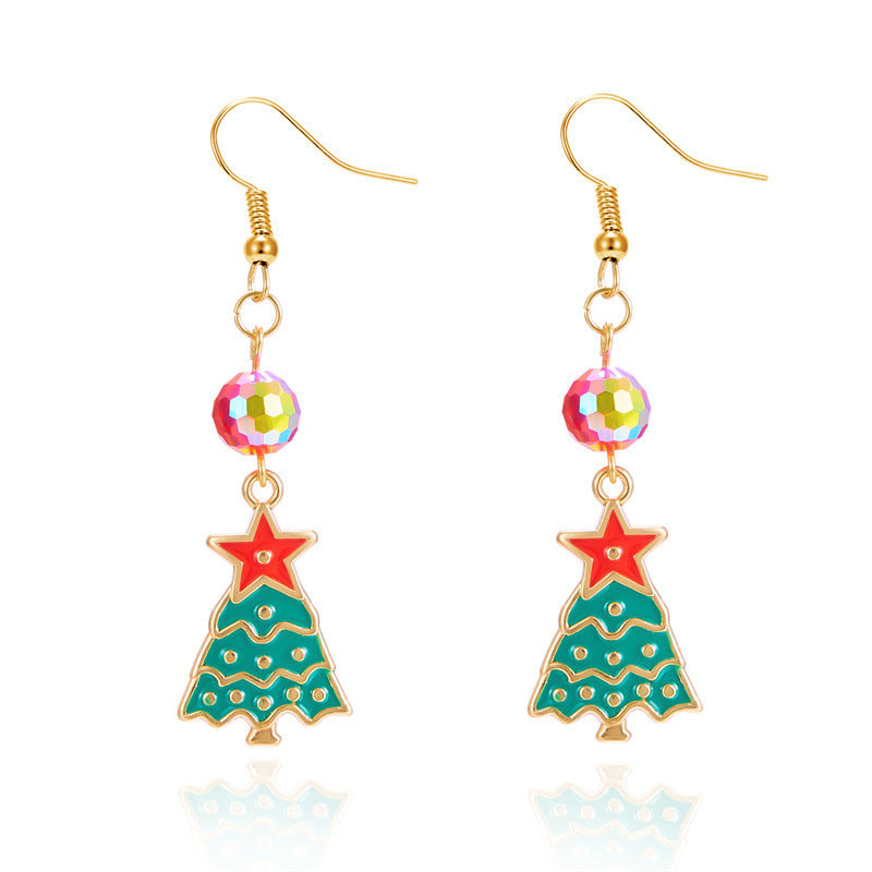 Wholesale  Christmas earrings creative  five-pointed star Christmas tree tassel earrings