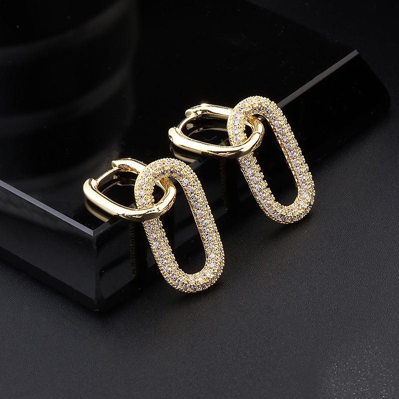 Wholesale Copper Electroplated Retro Zirconia Ear Cuff Geometric Design Women S Fashion Accessory