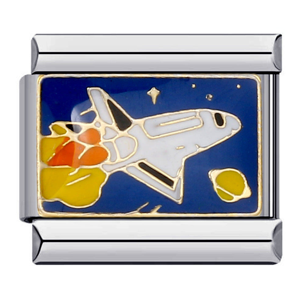 Wholesale Italian Module Bracelet Welding Oil Dropping Titanium Steel Bracelet DIY Italian Charms