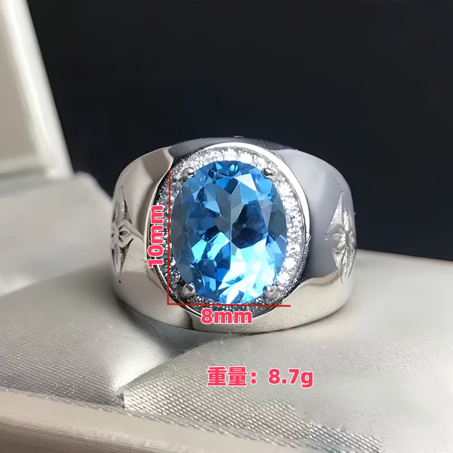 Wholesale  Luxury Aquamarine Cross Totem Fashion Ring