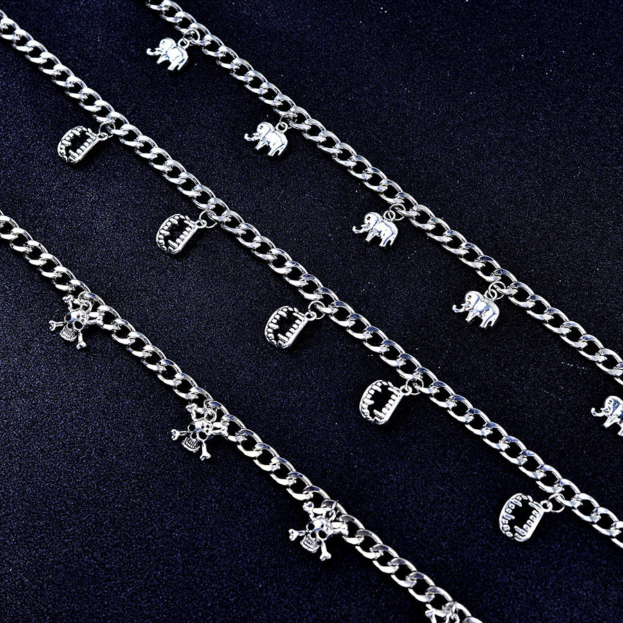 Wholesale Stylish  Skull Demon Teeth Pendant Necklace Silver Tone Zinc Alloy Gothic Chic Jewelry Accessory