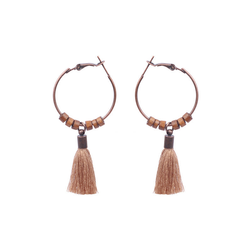 Wholesale Retro Ethnic Tassel Earrings Alloy Electroplated Geometric Round,  Women' s Fashion Accessory for Boutique Resale