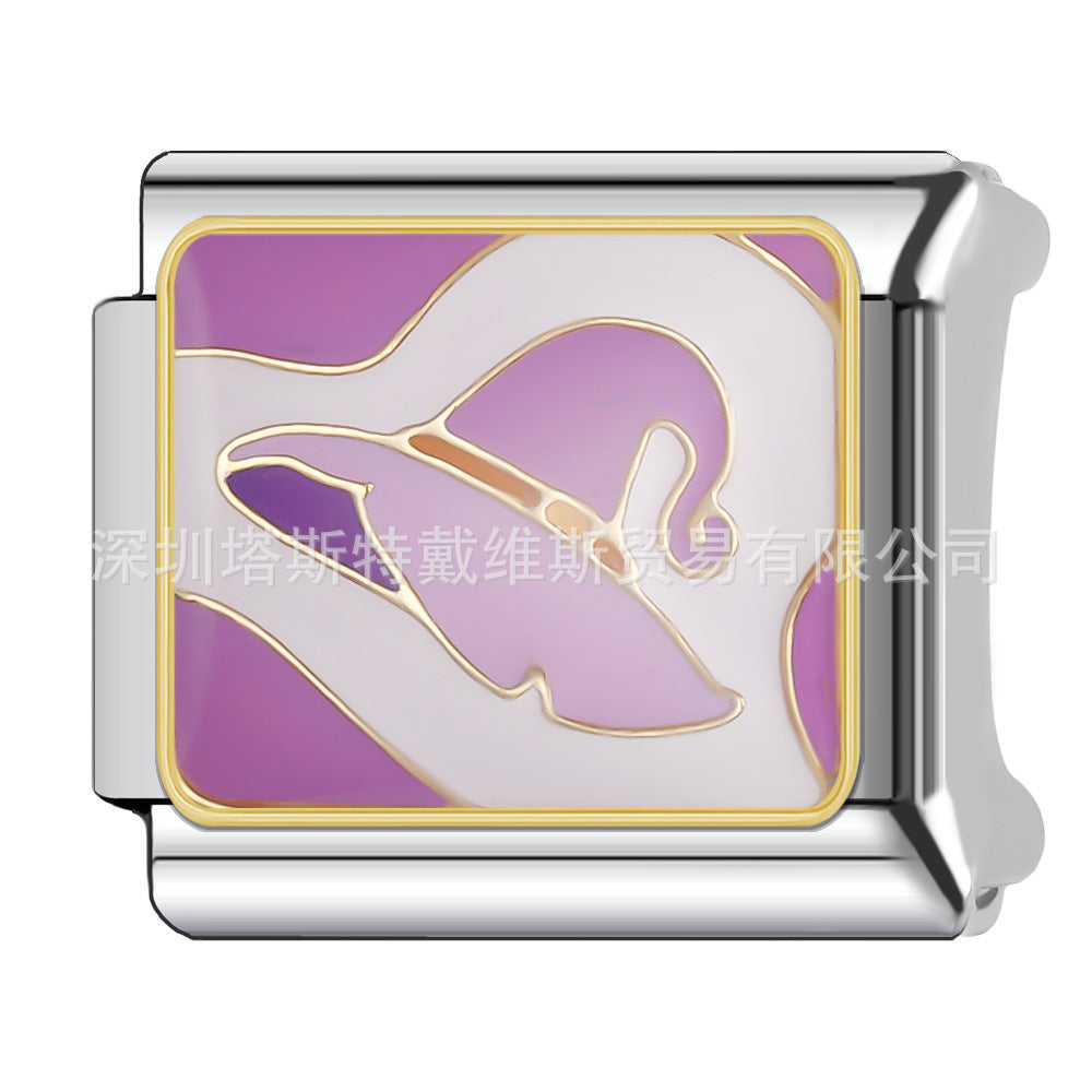 Wholesale 9mm Italian Charm Starter Bracelets DIY square Single Section Creative Stainless Steel Composable Bracelet