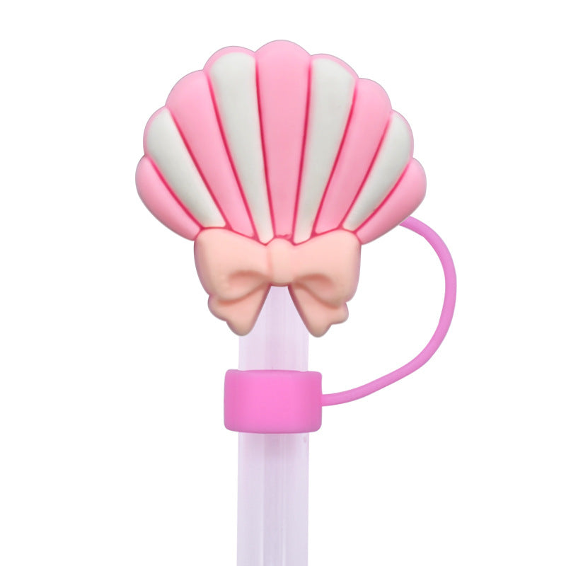 Wholesale Random 100pcs Multicolor Shell Series 10mm PVC Soft Straw Tube Cap